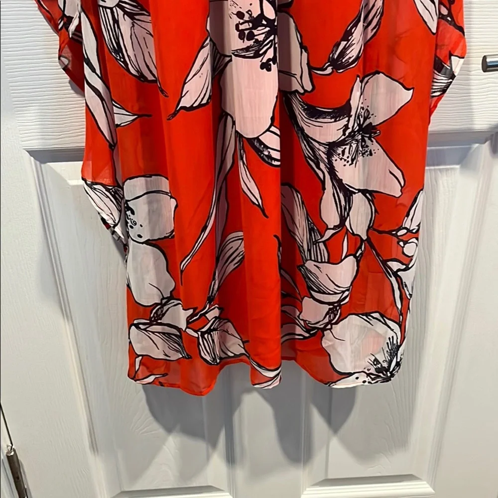 SLNY Red And White Flutter Sleeve Sundress Size 10‎  Vacation, Resort  Flowy